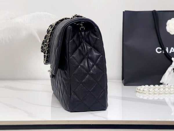 Chanel 40cm Bag Black Silver Lambskin