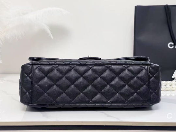 Chanel 40cm Bag Black Silver Lambskin