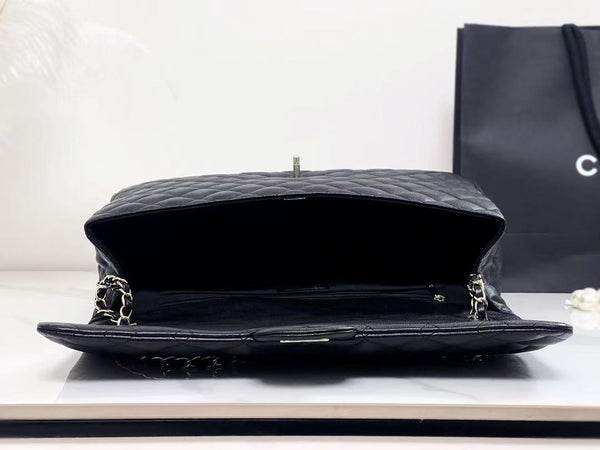 Chanel 40cm Bag Black Silver Lambskin