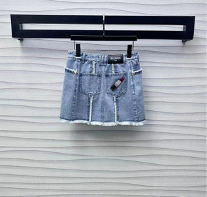Balmain Skirt Blue Cotton Polyester