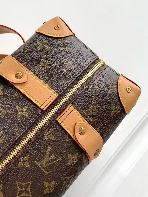 LV Monogram Backpack Brown Gold Leather