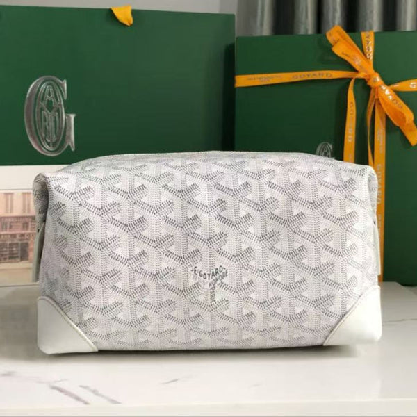 BORSA DA NAUTICA BOWLING 25 IN TELA GOYARDINE BIANCA E PELLE DI VITELLO