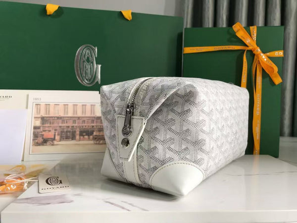 BORSA DA NAUTICA BOWLING 25 IN TELA GOYARDINE BIANCA E PELLE DI VITELLO