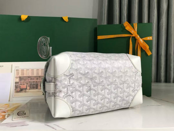BORSA DA NAUTICA BOWLING 25 IN TELA GOYARDINE BIANCA E PELLE DI VITELLO