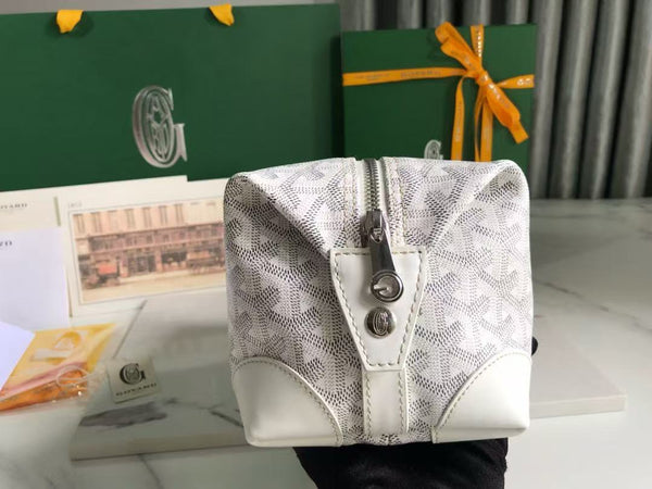 BORSA DA NAUTICA BOWLING 25 IN TELA GOYARDINE BIANCA E PELLE DI VITELLO