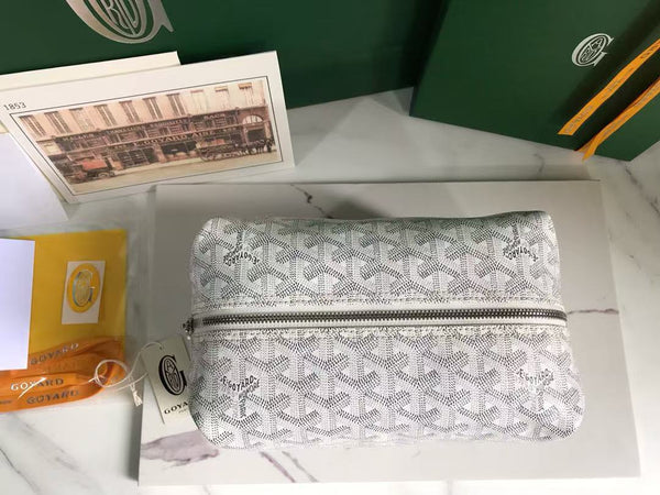 BORSA DA NAUTICA BOWLING 25 IN TELA GOYARDINE BIANCA E PELLE DI VITELLO