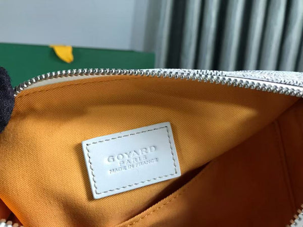 BORSA DA NAUTICA BOWLING 25 IN TELA GOYARDINE BIANCA E PELLE DI VITELLO