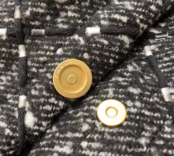 Chanel Hobo 39cm Bag Black Gray Tweed