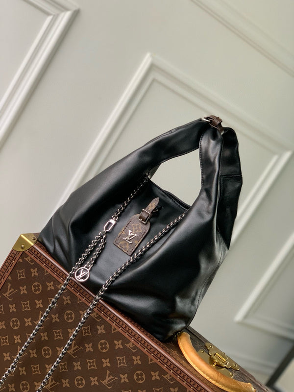 LV Atlantis MM Medium 30cm Bag Noir Monogram Canvas Calfskin