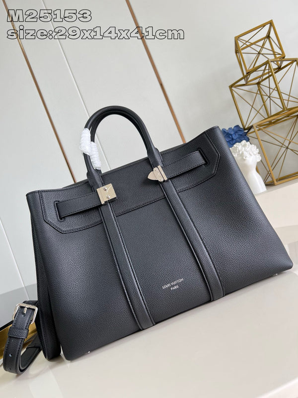 LV Georges Tote MM 41cm Black Cowhide