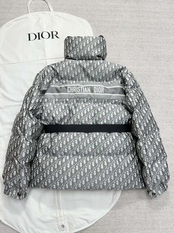 CD Alps Belted Puffer Jacket Gray Polyester