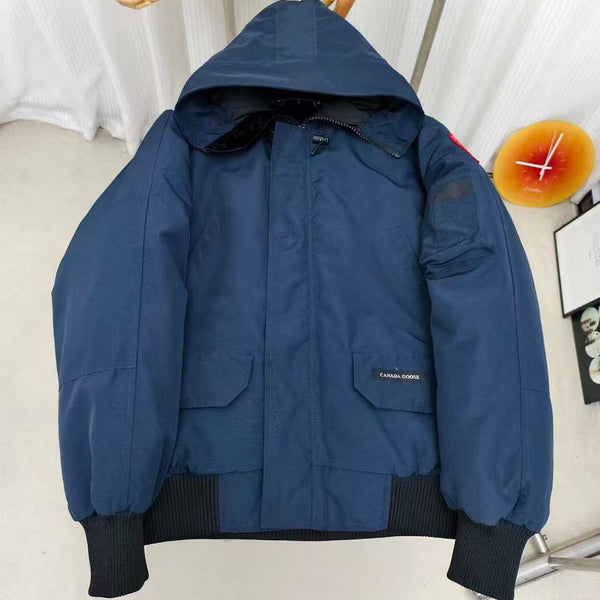 C. Goose Bomber Jacket Navy Blue Polyester 0008