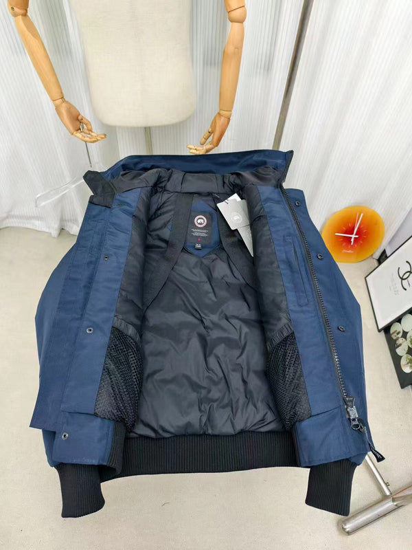 C. Goose Bomber Jacket Navy Blue Polyester 0008