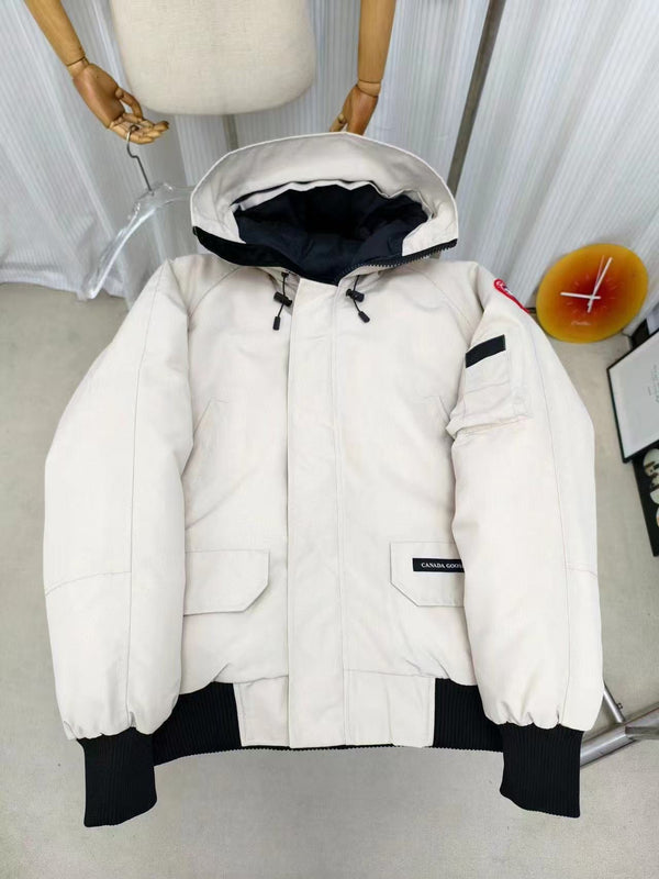 C. Goose Bomber Jacket White Polyester 0009