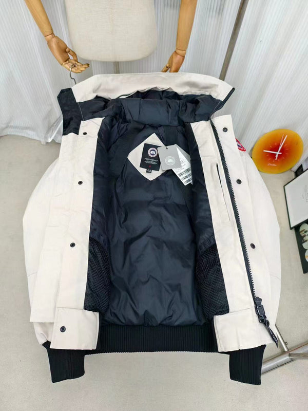 C. Goose Bomber Jacket White Polyester 0009