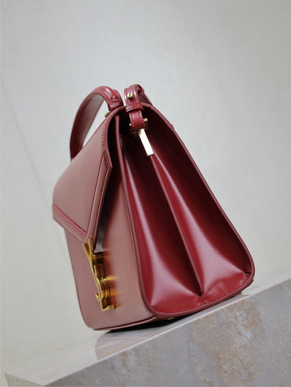 YSLCassandra Top Handle Bag Medium 25cm Red Cowhide GHW