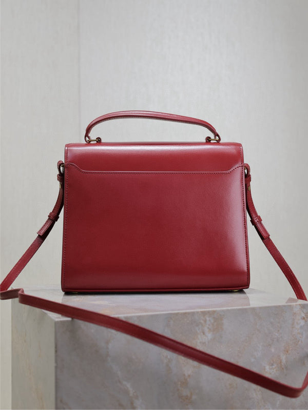 YSLCassandra Top Handle Bag Medium 25cm Red Cowhide GHW