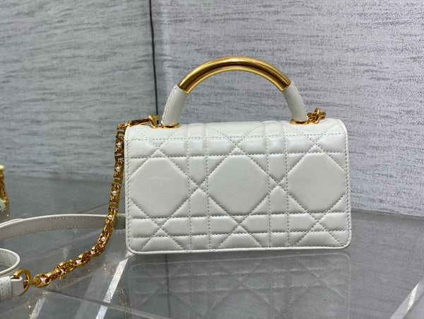 CD Macrocannage Ange Shoulder Bag 20 White Calfskin
