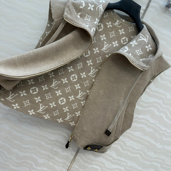 LV 25FW Double Face Open Arm Jacket Beige Wool