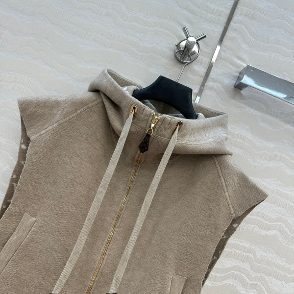 LV 25FW Double Face Open Arm Jacket Beige Wool