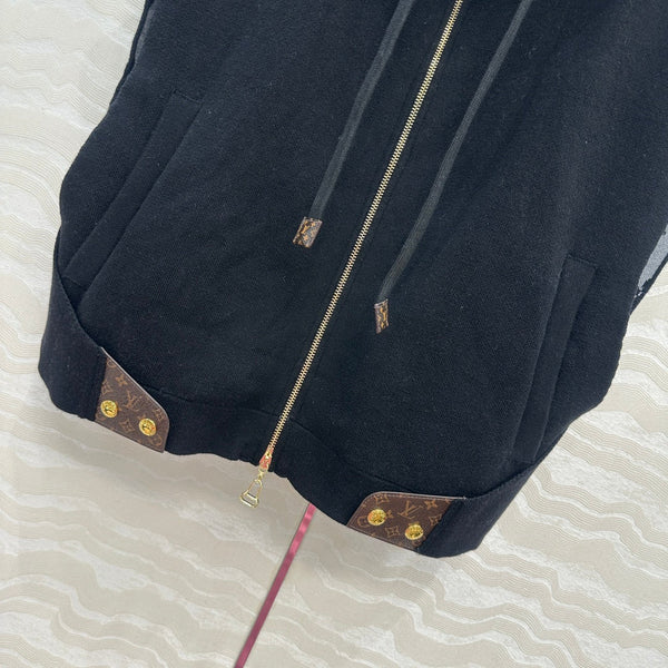 LV 25FW Double Face Open Arm Jacket Black Wool