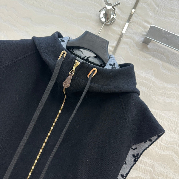 LV 25FW Double Face Open Arm Jacket Black Wool