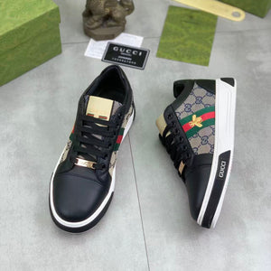 GG 25 Men's ACE Sneaker Black Sheepskin Canvas