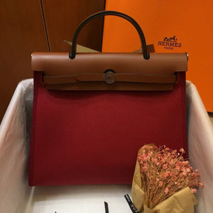 HM 2025 Herbag Zip 31 Dark Red Brown Leather Canvas