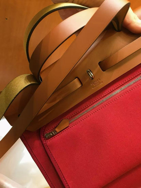 HM 2025 Herbag Zip 31 Dark Red Brown Leather Canvas