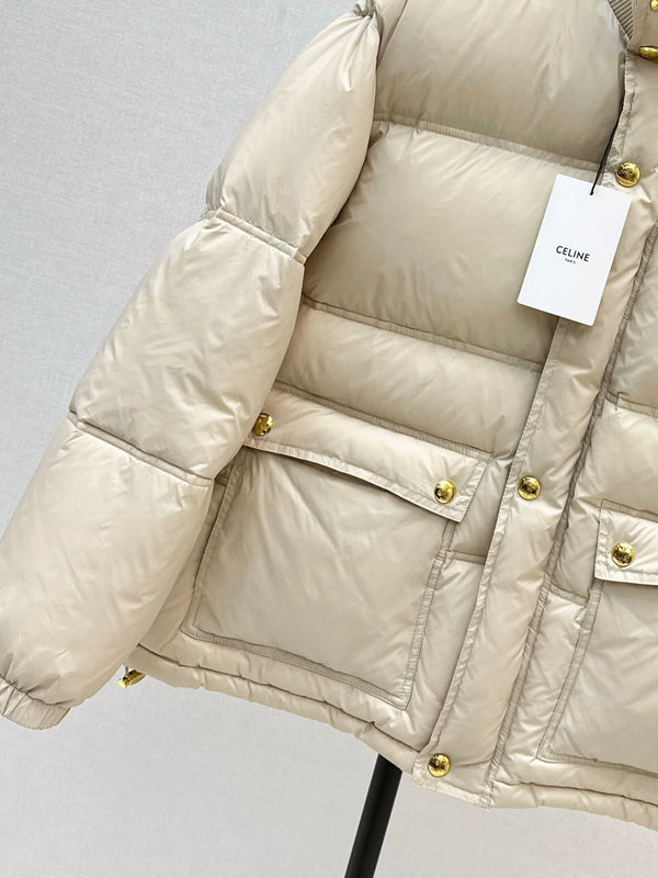 CE 25Ss Stand Collar Puffer Nylon Down Jacket
