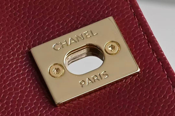 CC Clutch Top Handle 14.5cm Dark Red Grained Calfskin