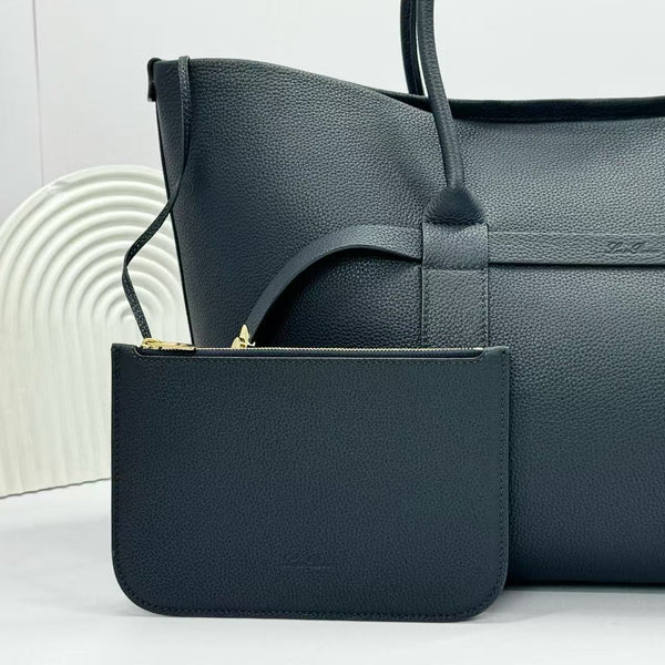 Loro Piana Ghiera Tote 40cm Bag Black Calfskin