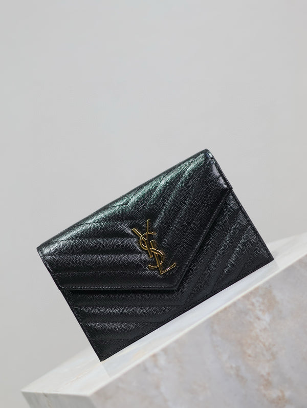 YSL WOC Small Envelope Bag 19cm Black Caviar GHW