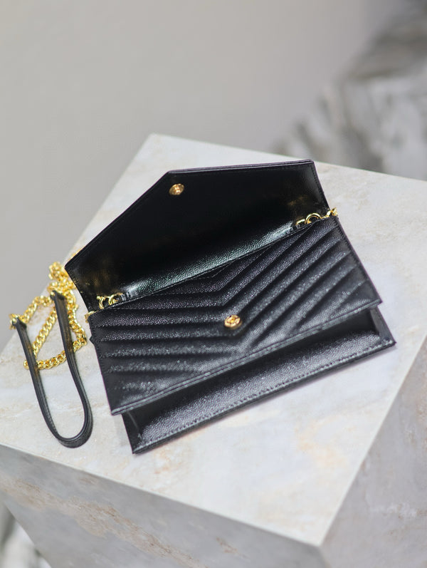 YSL WOC Small Envelope Bag 19cm Black Caviar GHW