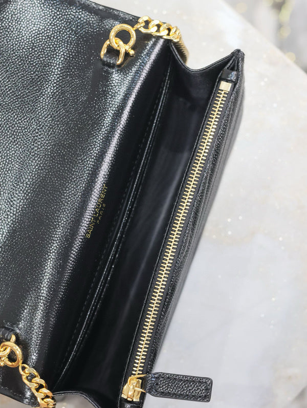 YSL WOC Small Envelope Bag 19cm Black Caviar GHW