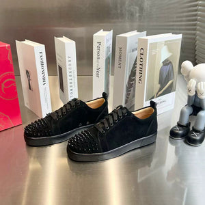 CL Veau Velours Black Spikes Suede