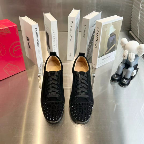 CL Veau Velours Black Spikes Suede