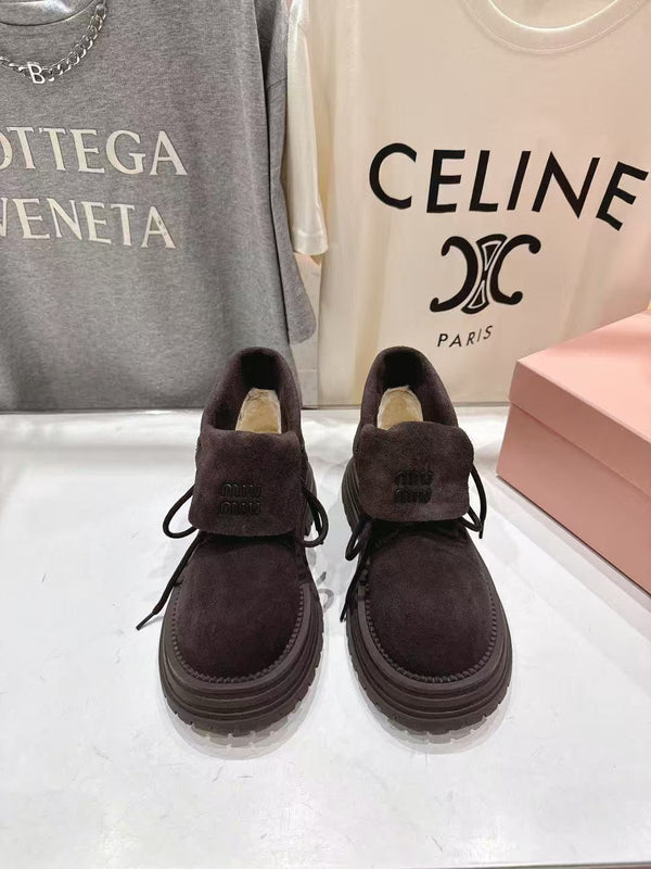 MiuMiu New Balance Ankle Boots Chocolate Suede