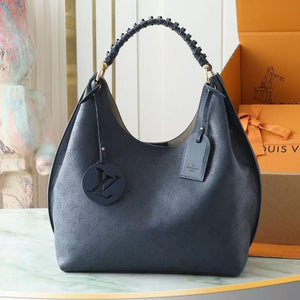Louis Vuitton 2025 Carmel Mahina Hobo 40cm Bag Black Calfskin