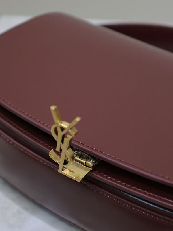 YSL 2025 Voltaire 24cm Burgundy Gold Calfskin