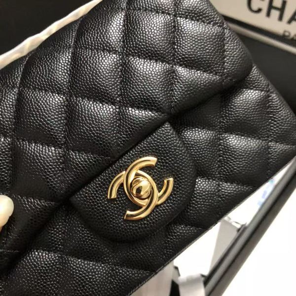 Chanel 2025 Square Flap Bag Black With Gold-tone Hardware Caviar Leather