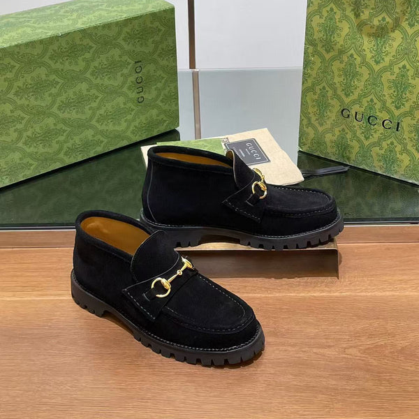 Bottines GG Horsebit en daim noir