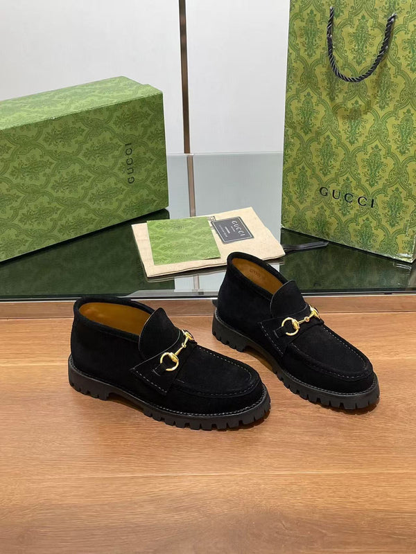 Bottines GG Horsebit en daim noir