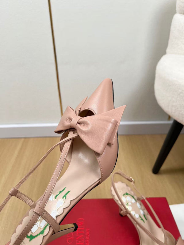 Slingback con tacco alto 5 cm Cel in pelle di vitello con logo nero e oro