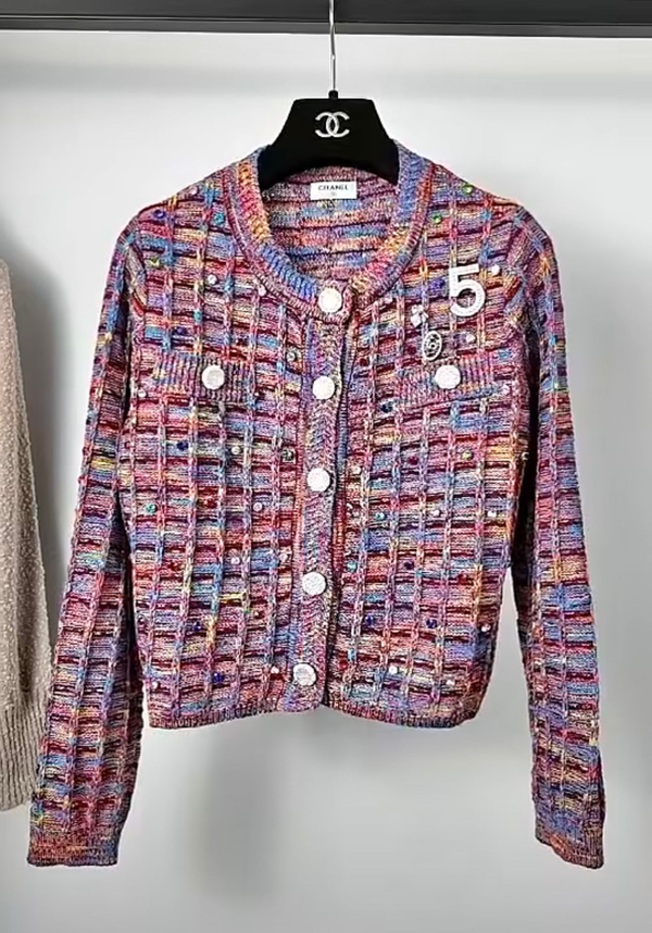 Chanel 2025 Cardigan Laine Couleurs mélangées Rose