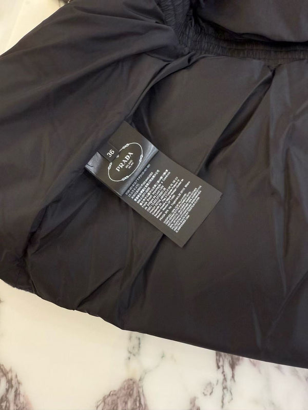 Prada 2025 Belted Down Vest Gray Wool