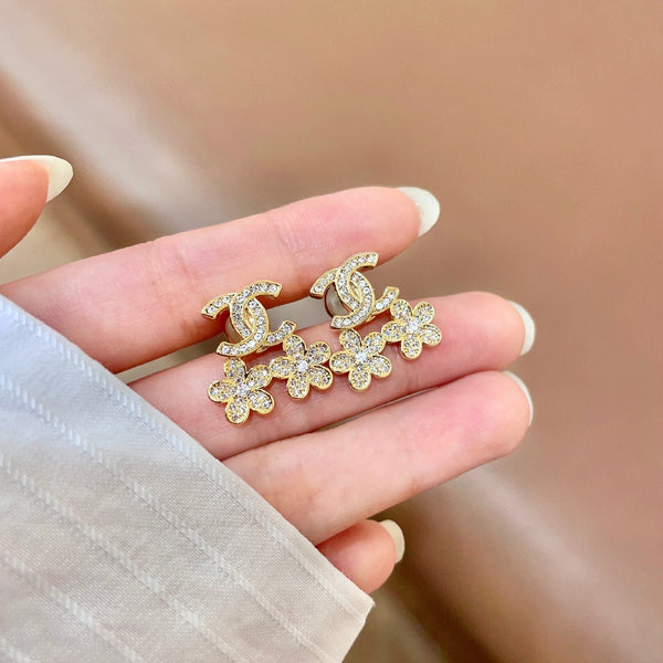 CC Flower Drop Earrings Crystal 659640