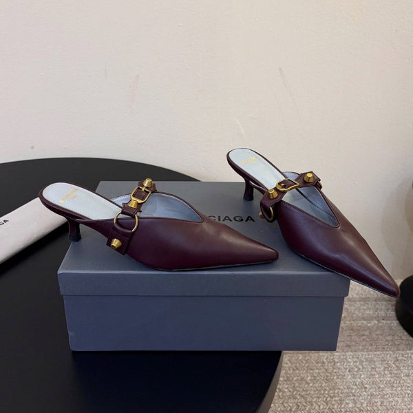 BLC Square Toe High Heeled Mules Sheepskin Leather 151380