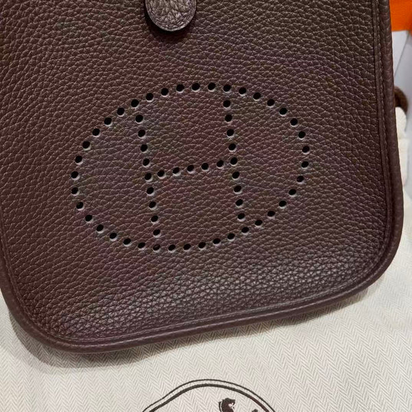 HM Evelyne 23cm Chocolate Brown Togo Silver Hardware