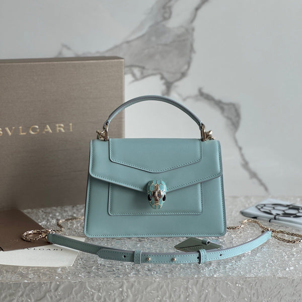 Bvlgari Serpenti Forever Shoulder Bag 19 Blue in Calfskin